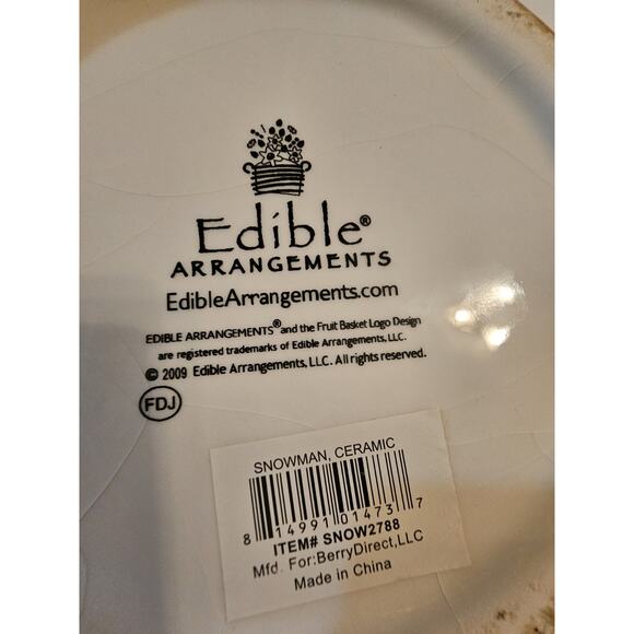 Edible Arrangements Snowman with Top Hat Ceramic Centerpiece Vase Planter Bowl - Picture 8 of 8